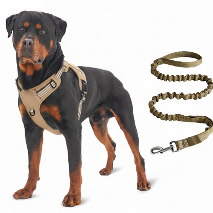 Khaki Tactical Dog Harness & Leash – High Quality